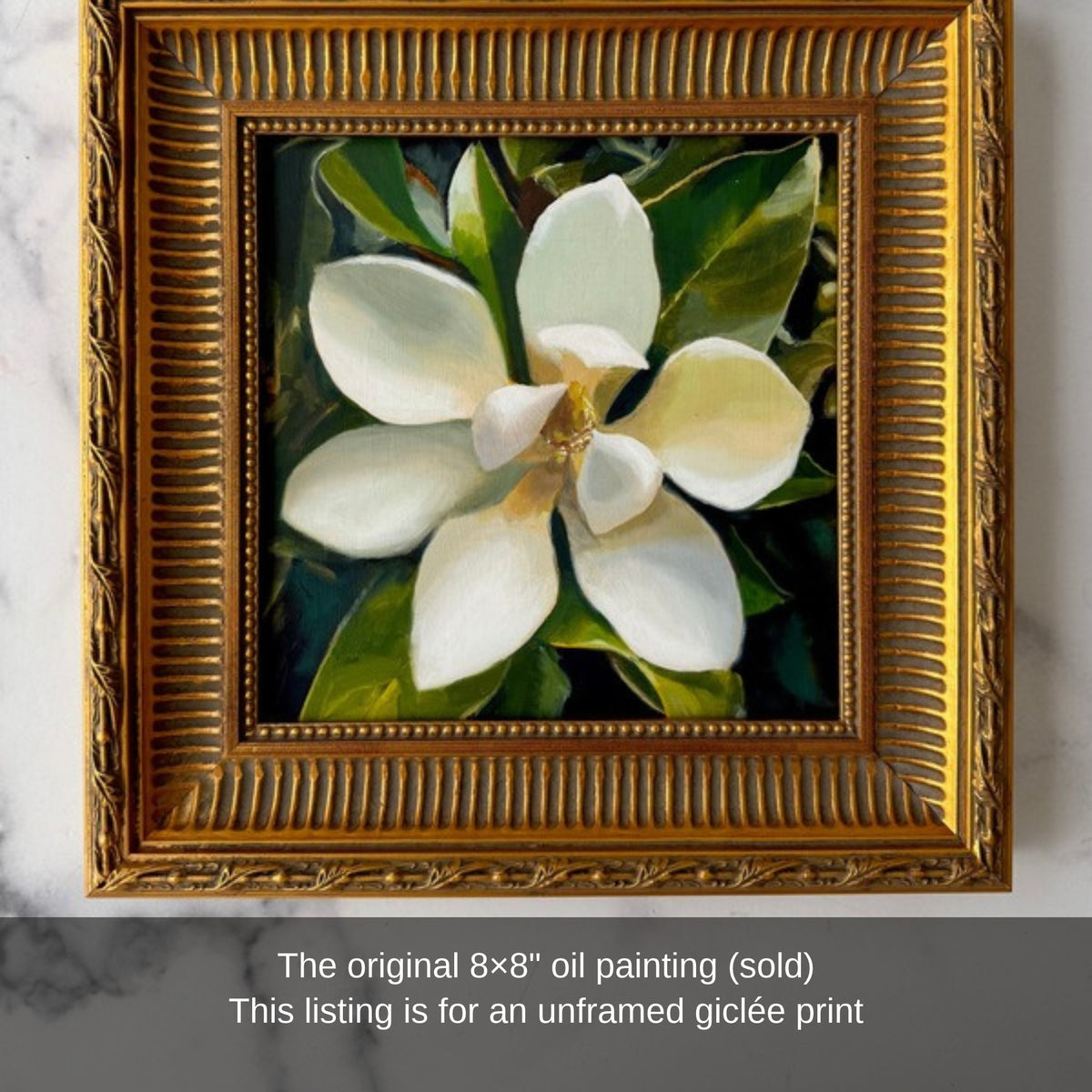 The original magnolia oil painting in a gold frame (sold)
