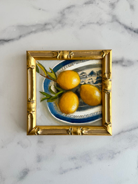 Lemons with Blue and White