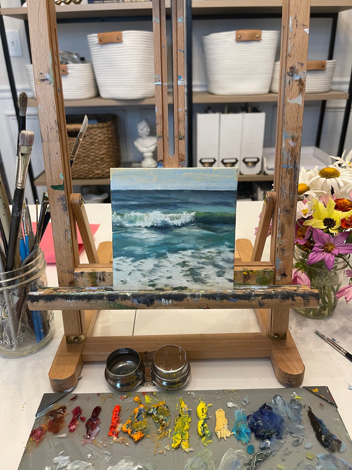 "Wave Wash" - 5x5" oil on canvas panel