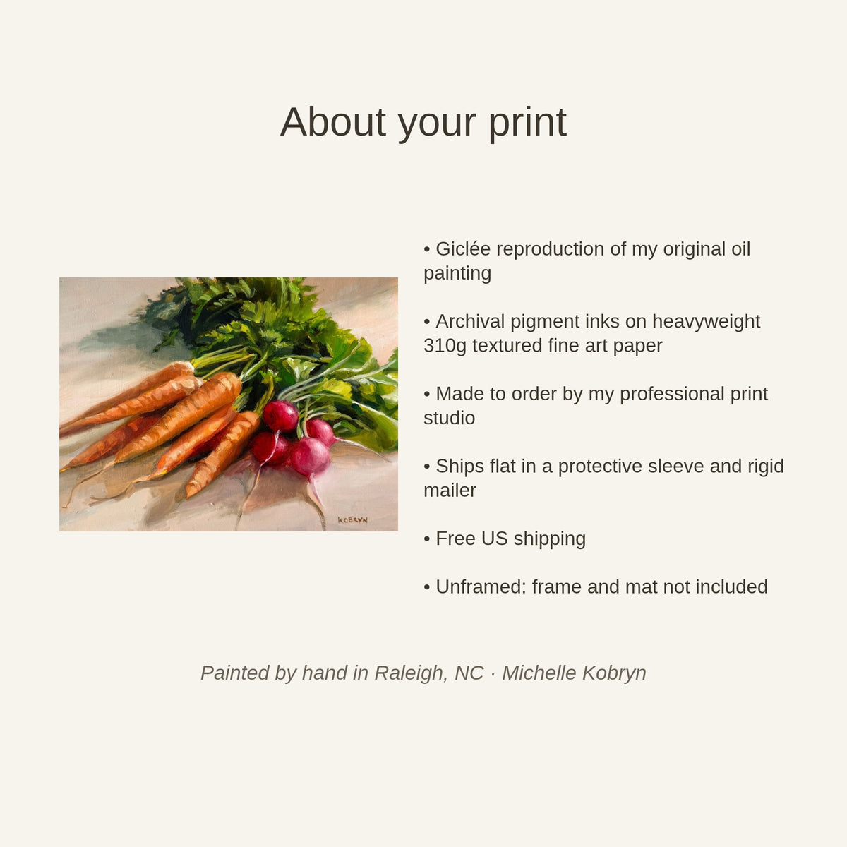 Carrots and radishes print details