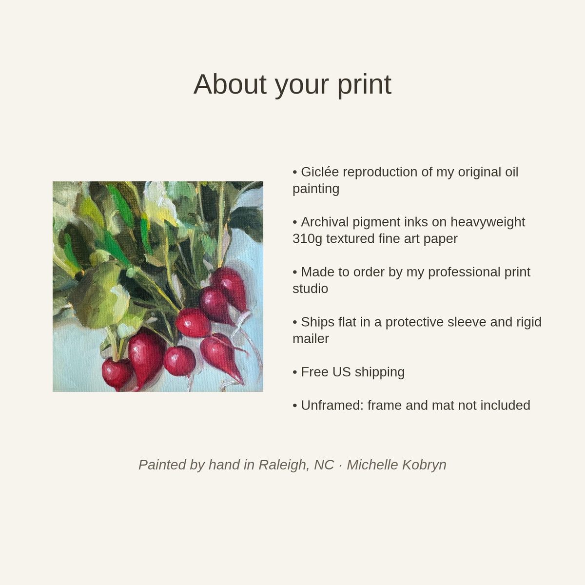 About the Radishes giclee print