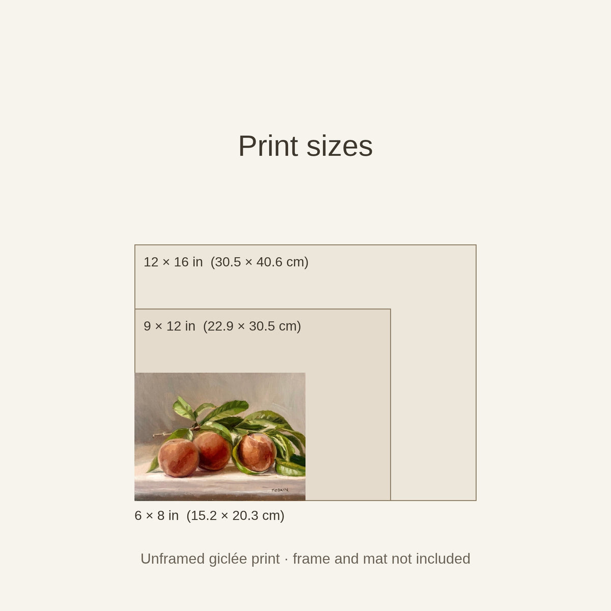 Peaches print size guide