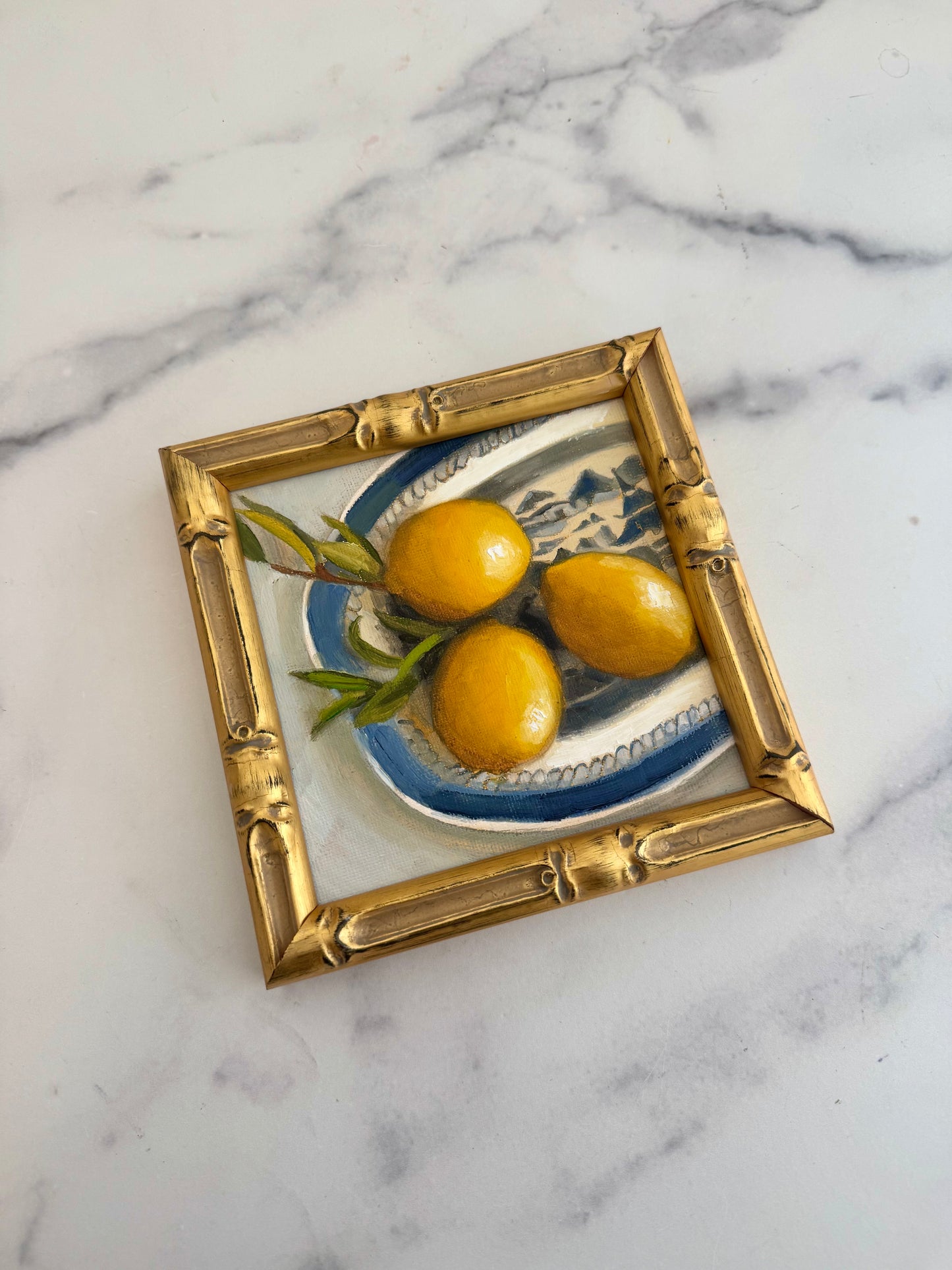 Lemons with Blue and White