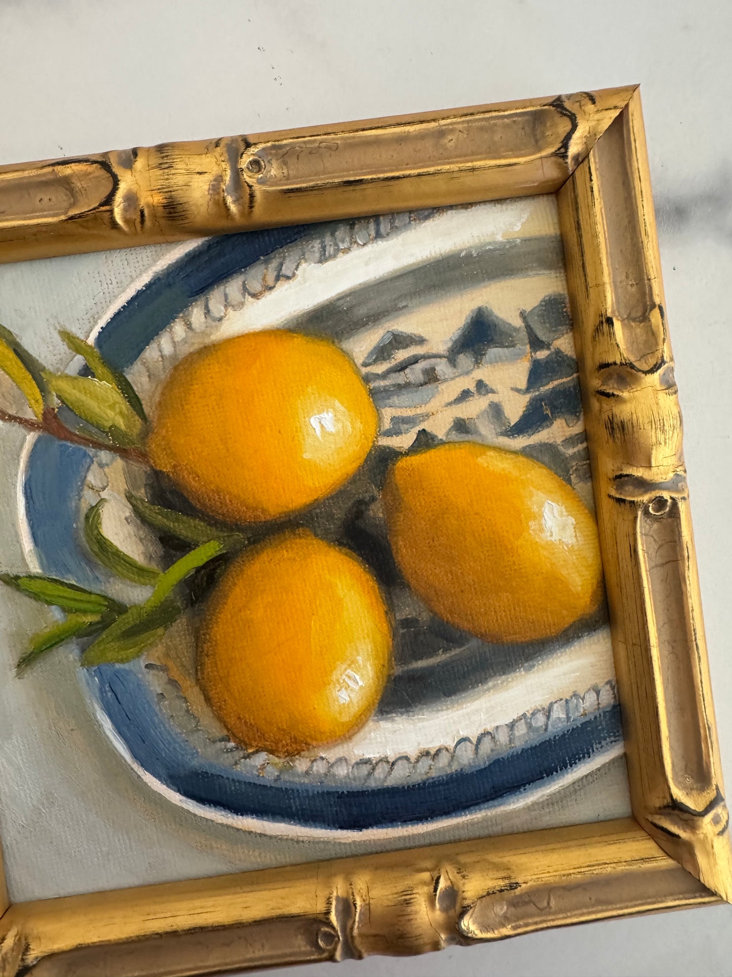 Lemons with Blue and White