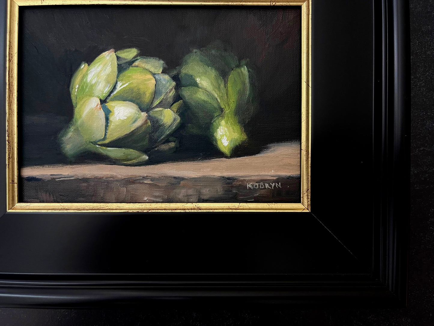 "Pair of Artichokes" - 5x7" oil on linen panel