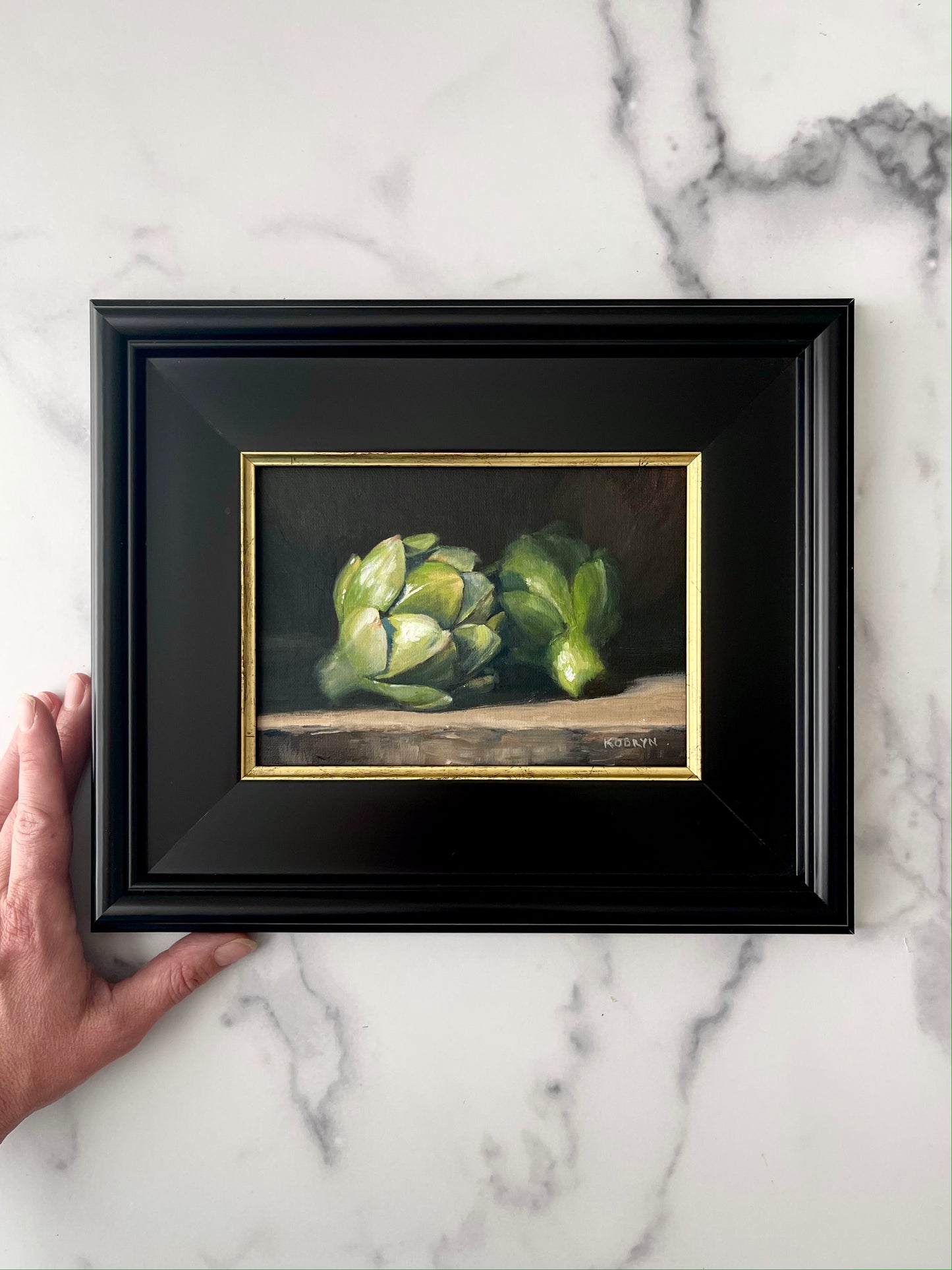 "Pair of Artichokes" - 5x7" oil on linen panel