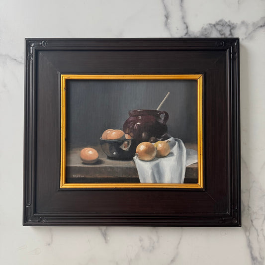 "Eggs with Onions” - 8x10” oil on linen panel