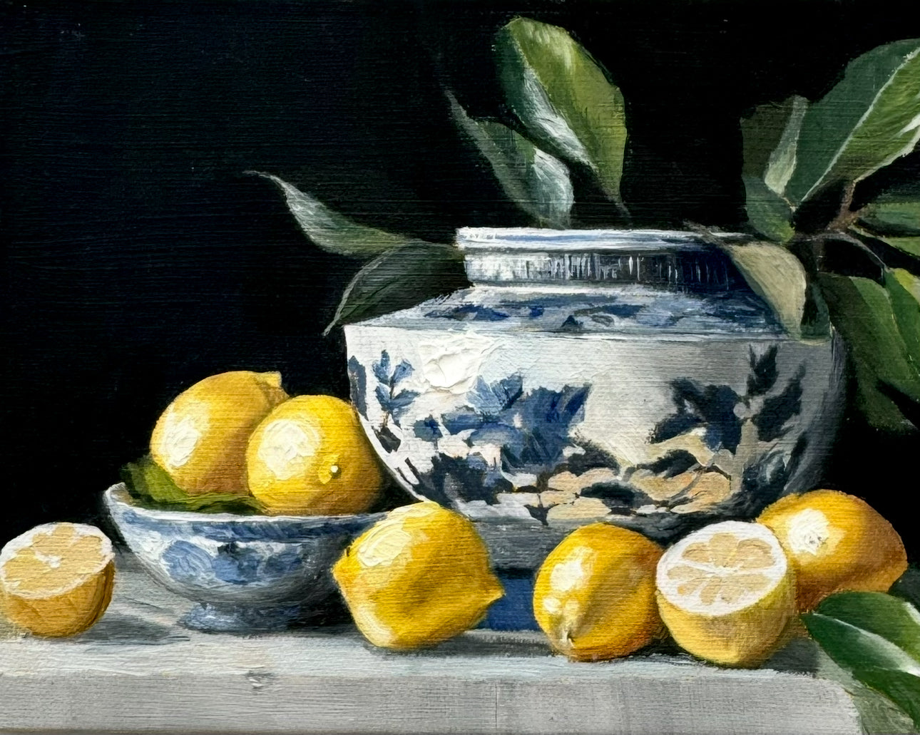 "Lemons in Chinoiserie Bowl" Print on Canvas