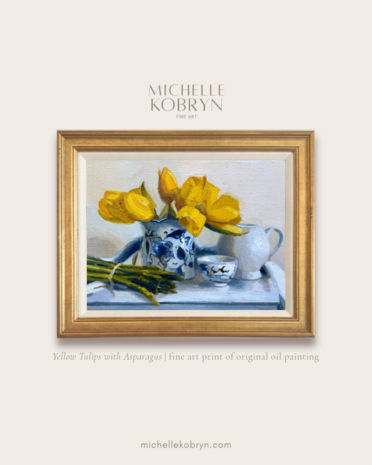 Yellow Tulips with Asparagus Print