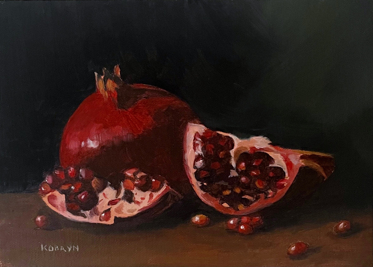 Pomegranate still life art print by Michelle Kobryn