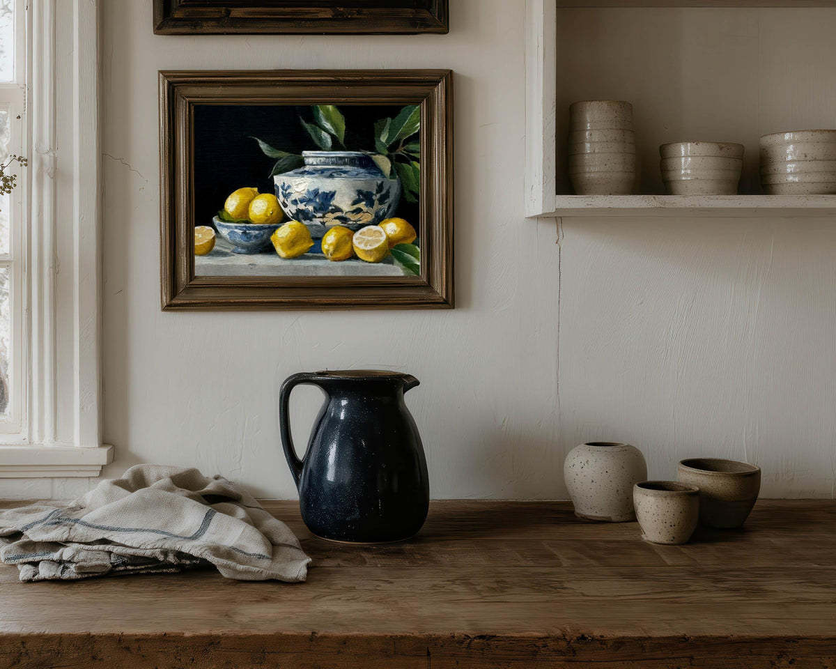 Lemons and chinoiserie bowl print