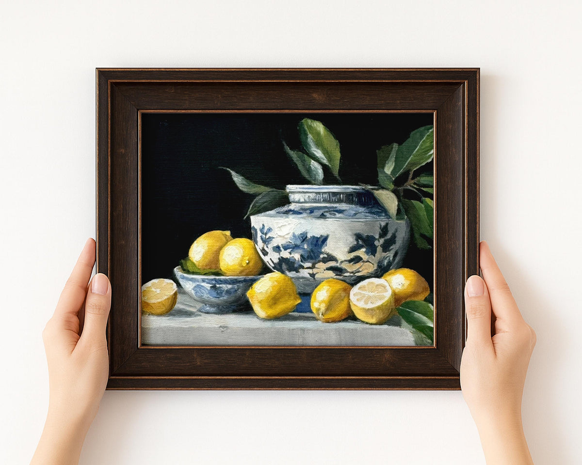 Lemons and chinoiserie bowl print