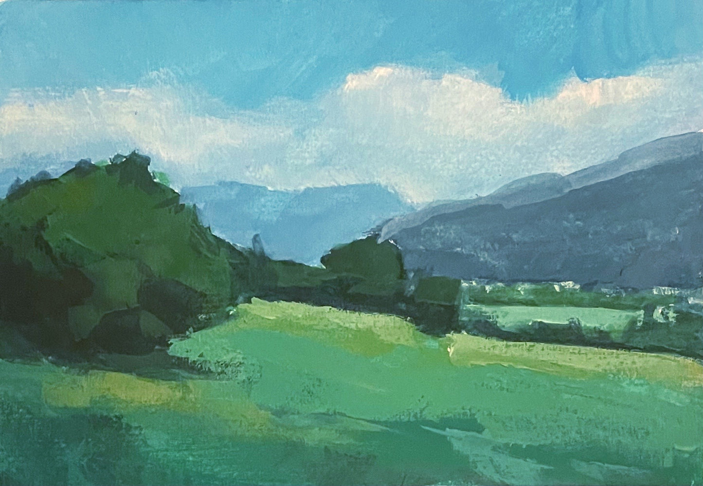 “Emerald Valley”- 5x7" gouache on paper